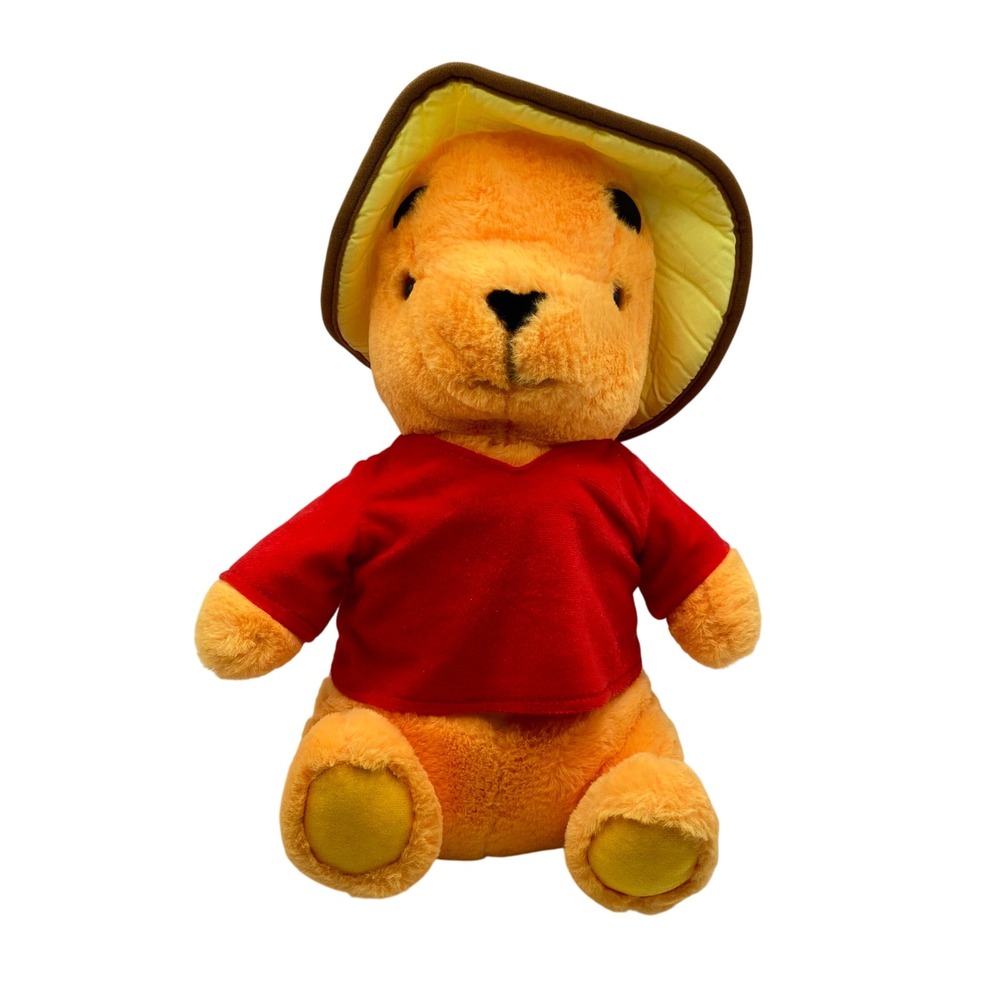 Vintage Winnie the Pooh 17" Plush Best Toy Safari Hat Red Shirt Stuffed Toy Kid‎